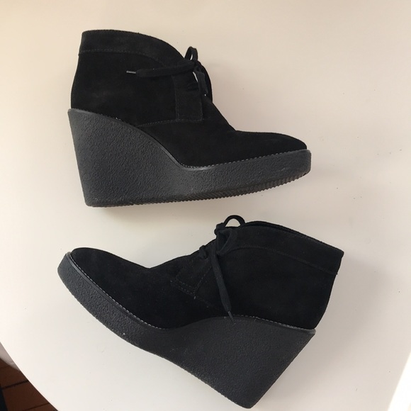 Aquatalia black suede wedge/platform bootie. Size 9. - Picture 2 of 6
